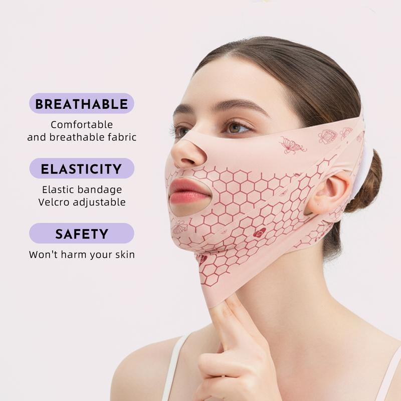 TUNISE Face Lifting Strap, Unisex Upgraded Version V-Shaped Face Slimming Belt, Beauty Face Shaping Sleeping Mask - Reduce Double Chin and Forehead Wrinkles, Breathable Ice Silk Lifting Bandage, with Forehead Strap, Stop Snoring