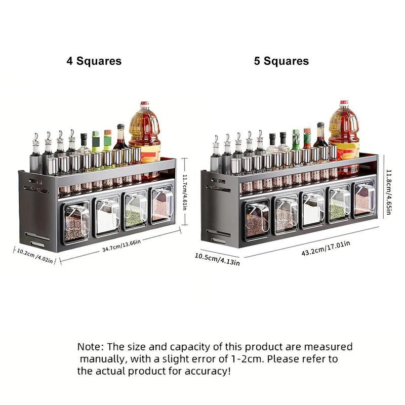 Kitchen Storage Rack, Wall Mounted Spice Rack with Drawer, Durable Aluminum Storage Rack, Seasoning Bottle Holder, Multifunctional Spice Rack for Home Kitchen, Organiser