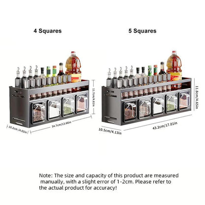 Kitchen Storage Rack, Wall Mounted Spice Rack with Drawer, Durable Aluminum Storage Rack, Seasoning Bottle Holder, Multifunctional Spice Rack for Home Kitchen, Organiser