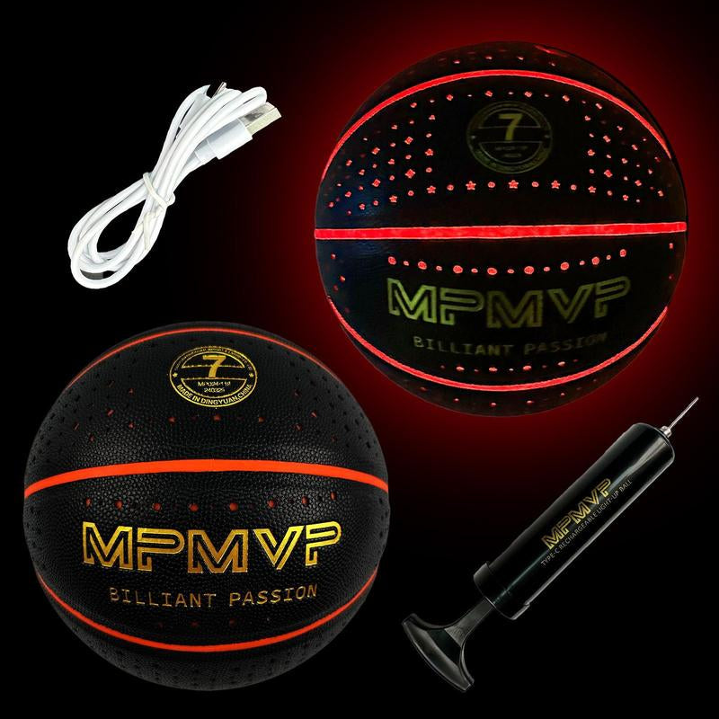 Glow in the Dark Sports Ball Collection - Light up LED Basketball Football Soccer Ball Set - Official Size Night Glowing Balls for Indoor Outdoor Games - Perfect Sports Gifts for Kids Teens Boys Girls Age 8-15