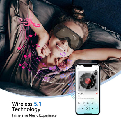Eye Massager with Heat & Balloon Massage Wireless Music Rechargeable Adjustable Headband 4D Airbags LCD Display Relief Roller for Eye Fatigue Storage