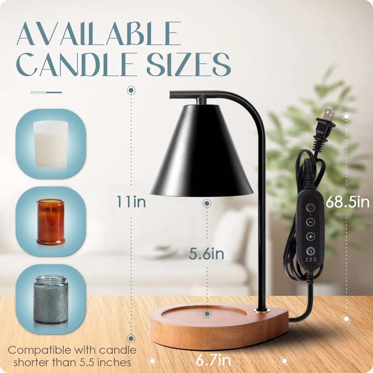 Home Decor Candle Warmer Lamp with 2 Bulbs, Black