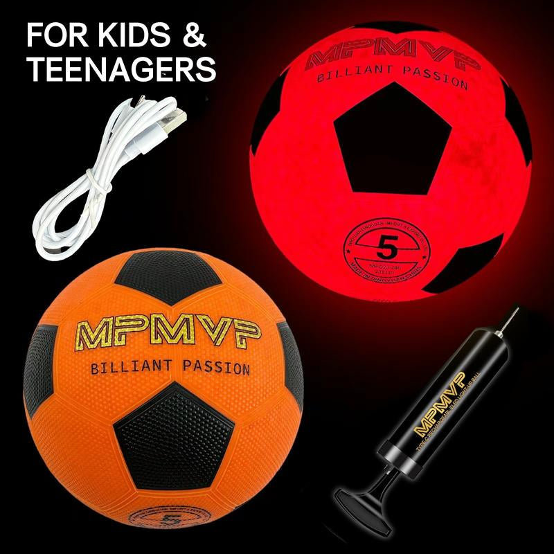 Glow in the Dark Sports Ball Collection - Light up LED Basketball Football Soccer Ball Set - Official Size Night Glowing Balls for Indoor Outdoor Games - Perfect Sports Gifts for Kids Teens Boys Girls Age 8-15