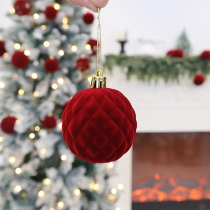 36 PCS Velvet Christmas Balls, Flocked Christmas Tree Ball Ornaments, Plastic Balls Xmas Decorative Hanging Ornaments Christmas Tree Decoration