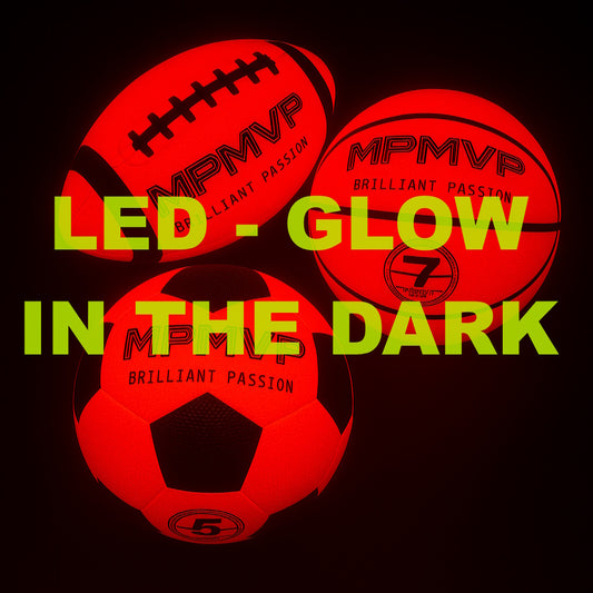 Glow in the Dark Sports Ball Collection - Light up LED Basketball Football Soccer Ball Set - Official Size Night Glowing Balls for Indoor Outdoor Games - Perfect Sports Gifts for Kids Teens Boys Girls Age 8-15