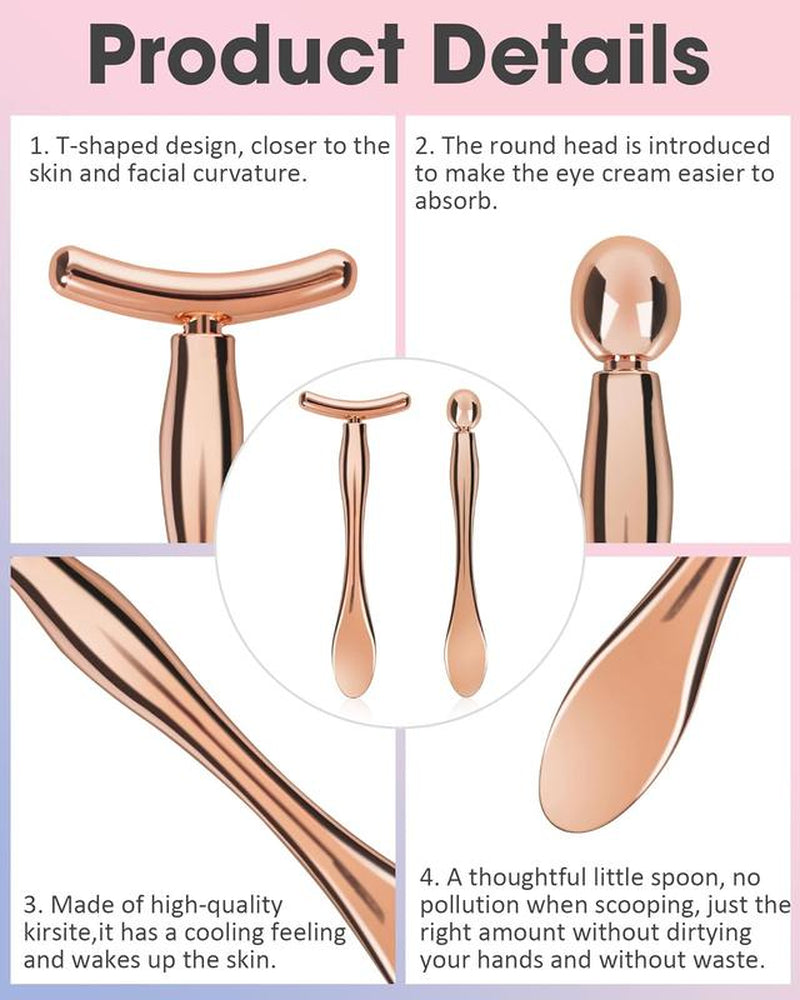 2 Pcs Metal Eye Cream Applicator Face Roller Massager Tool,Massager Skin Care Tools, Face Roller Massager Tool,Eye Massage Wand Stick Girls Women Facial Balm Massager for Reducing Puffiness Wrinkle Gift for Women