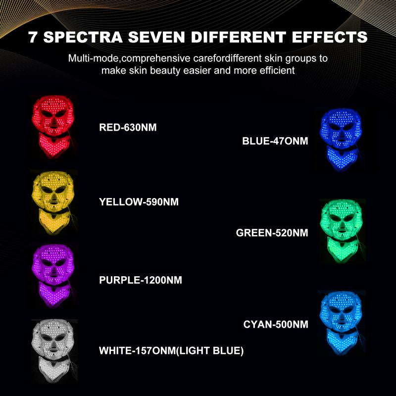 Led Face Mask Light Therapy,Red Light Face Mask,Light Mask,Led Facial Mask Device for Home Use,Red-Light-Therapy-For-Face,Seven- Colors LED Facial Skin Care Mask (White) Comfort Multifunctional Beauty Machine