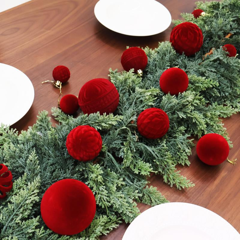 36 PCS Velvet Christmas Balls, Flocked Christmas Tree Ball Ornaments, Plastic Balls Xmas Decorative Hanging Ornaments Christmas Tree Decoration