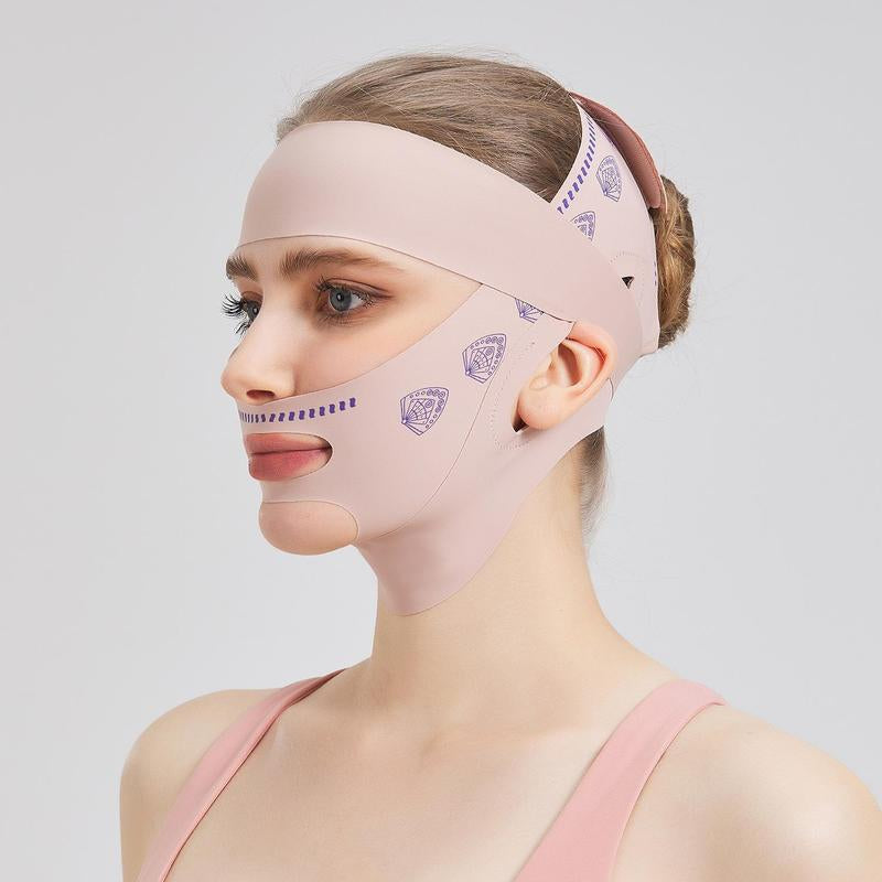 TUNISE Face Lifting Strap, Unisex Upgraded Version V-Shaped Face Slimming Belt, Beauty Face Shaping Sleeping Mask - Reduce Double Chin and Forehead Wrinkles, Breathable Ice Silk Lifting Bandage, with Forehead Strap, Stop Snoring