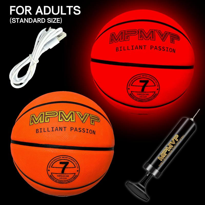 Glow in the Dark Sports Ball Collection - Light up LED Basketball Football Soccer Ball Set - Official Size Night Glowing Balls for Indoor Outdoor Games - Perfect Sports Gifts for Kids Teens Boys Girls Age 8-15