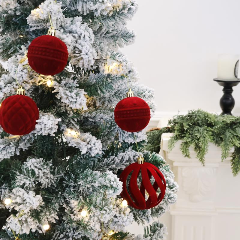 36 PCS Velvet Christmas Balls, Flocked Christmas Tree Ball Ornaments, Plastic Balls Xmas Decorative Hanging Ornaments Christmas Tree Decoration
