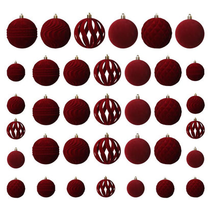 36 PCS Velvet Christmas Balls, Flocked Christmas Tree Ball Ornaments, Plastic Balls Xmas Decorative Hanging Ornaments Christmas Tree Decoration