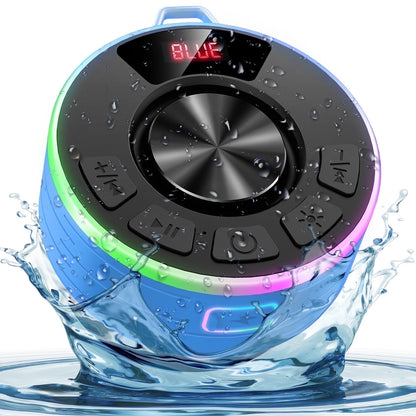 Bluetooth Speaker, Lpx7 Waterproof Shower Portable Speaker with LED Light, Bluetooth 5.4 HD Stereo Sound, Digital Display with Suction Cup, Wireless Speaker for Outdoor Party Beach Bathroom