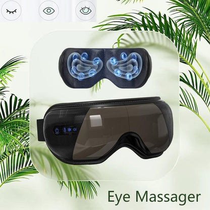 Eye Massager with Heat & Balloon Massage Wireless Music Rechargeable Adjustable Headband 4D Airbags LCD Display Relief Roller for Eye Fatigue Storage
