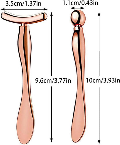 2 Pcs Metal Eye Cream Applicator Face Roller Massager Tool,Massager Skin Care Tools, Face Roller Massager Tool,Eye Massage Wand Stick Girls Women Facial Balm Massager for Reducing Puffiness Wrinkle Gift for Women