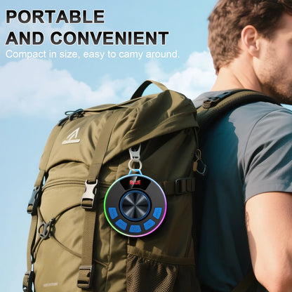 Bluetooth Speaker, Lpx7 Waterproof Shower Portable Speaker with LED Light, Bluetooth 5.4 HD Stereo Sound, Digital Display with Suction Cup, Wireless Speaker for Outdoor Party Beach Bathroom