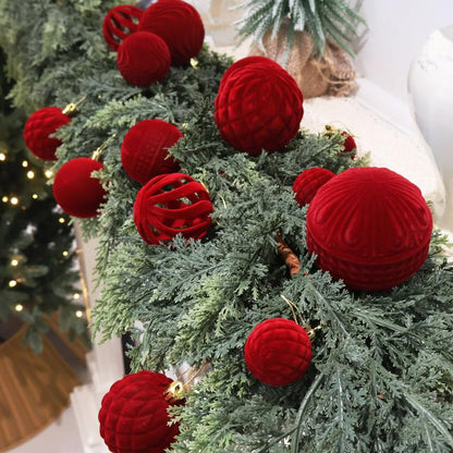 36 PCS Velvet Christmas Balls, Flocked Christmas Tree Ball Ornaments, Plastic Balls Xmas Decorative Hanging Ornaments Christmas Tree Decoration