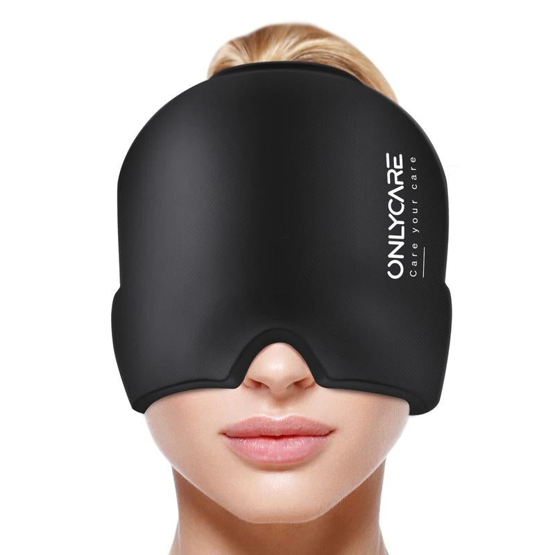 ONLYCARE Migraine Relief Cap, Upgraded Odorless Migraine Ice Head Wrap, Headache Relief Hat for Migraine, Headache Eyes Mask Gel Ice Cold Pack