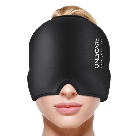 ONLYCARE Migraine Relief Cap, Upgraded Odorless Migraine Ice Head Wrap, Headache Relief Hat for Migraine, Headache Eyes Mask Gel Ice Cold Pack
