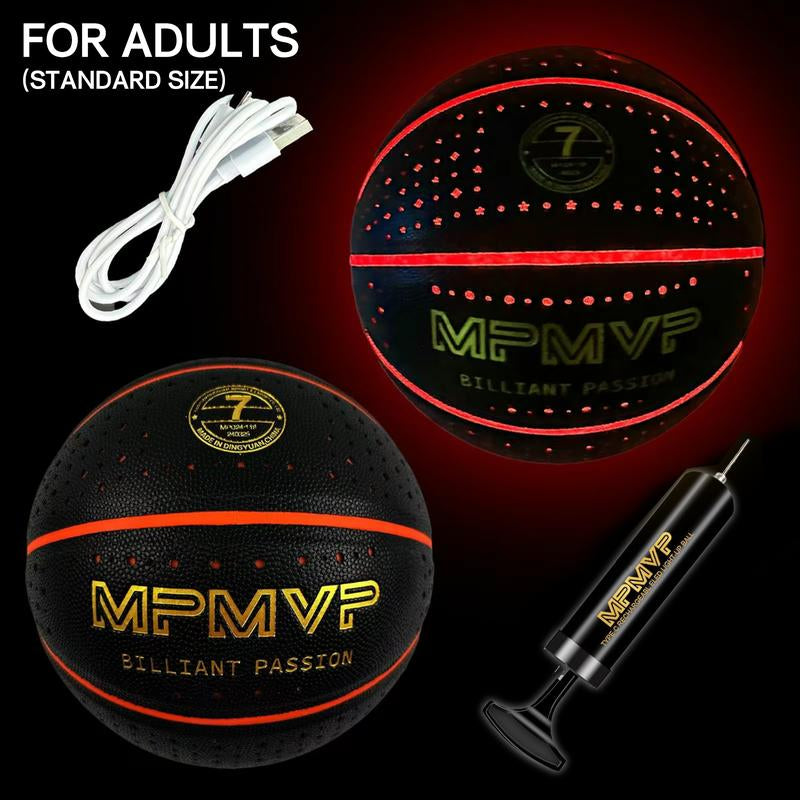 Glow in the Dark Sports Ball Collection - Light up LED Basketball Football Soccer Ball Set - Official Size Night Glowing Balls for Indoor Outdoor Games - Perfect Sports Gifts for Kids Teens Boys Girls Age 8-15