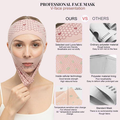TUNISE Face Lifting Strap, Unisex Upgraded Version V-Shaped Face Slimming Belt, Beauty Face Shaping Sleeping Mask - Reduce Double Chin and Forehead Wrinkles, Breathable Ice Silk Lifting Bandage, with Forehead Strap, Stop Snoring
