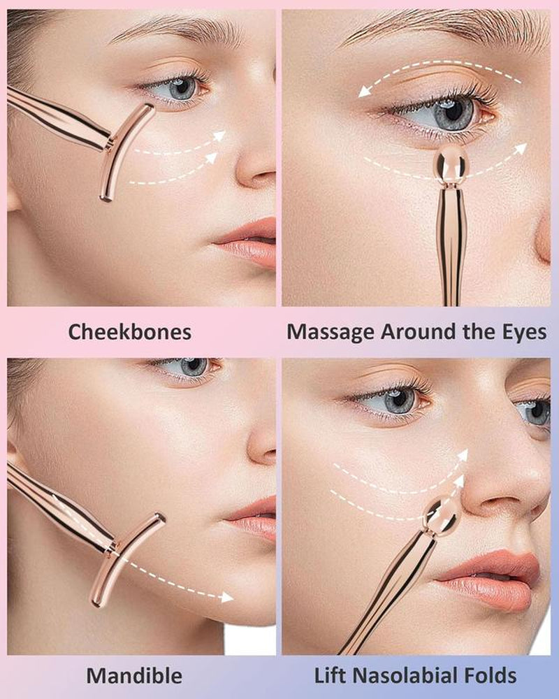 2 Pcs Metal Eye Cream Applicator Face Roller Massager Tool,Massager Skin Care Tools, Face Roller Massager Tool,Eye Massage Wand Stick Girls Women Facial Balm Massager for Reducing Puffiness Wrinkle Gift for Women