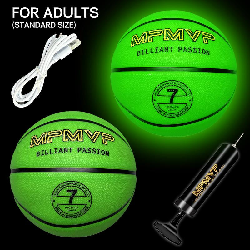 Glow in the Dark Sports Ball Collection - Light up LED Basketball Football Soccer Ball Set - Official Size Night Glowing Balls for Indoor Outdoor Games - Perfect Sports Gifts for Kids Teens Boys Girls Age 8-15