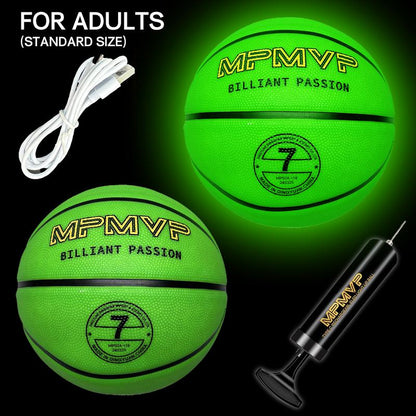 Glow in the Dark Sports Ball Collection - Light up LED Basketball Football Soccer Ball Set - Official Size Night Glowing Balls for Indoor Outdoor Games - Perfect Sports Gifts for Kids Teens Boys Girls Age 8-15