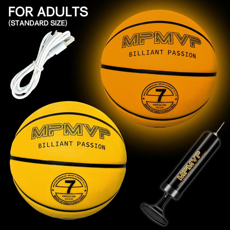 Glow in the Dark Sports Ball Collection - Light up LED Basketball Football Soccer Ball Set - Official Size Night Glowing Balls for Indoor Outdoor Games - Perfect Sports Gifts for Kids Teens Boys Girls Age 8-15