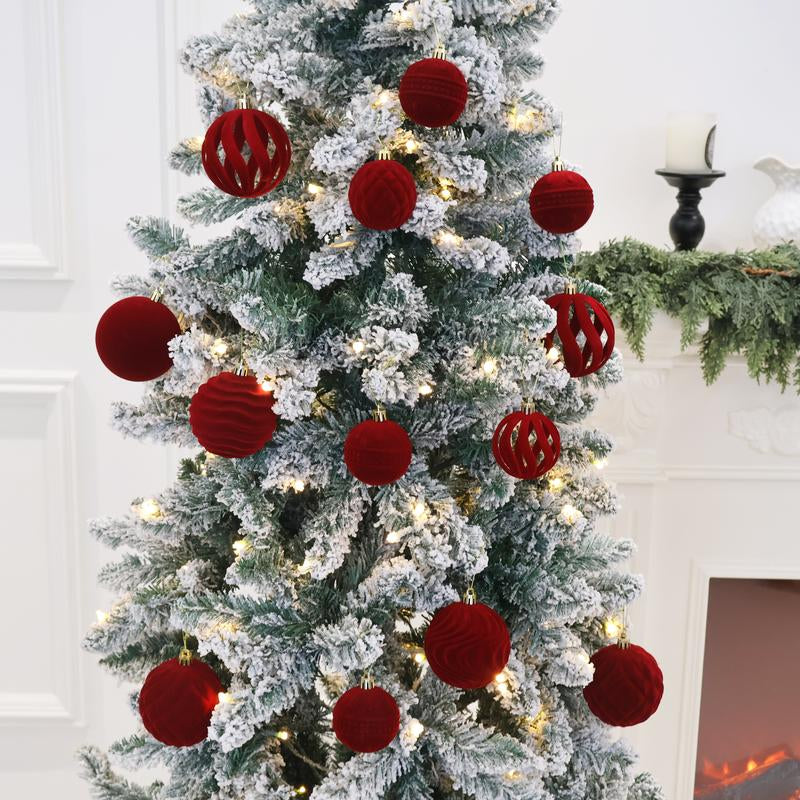 36 PCS Velvet Christmas Balls, Flocked Christmas Tree Ball Ornaments, Plastic Balls Xmas Decorative Hanging Ornaments Christmas Tree Decoration